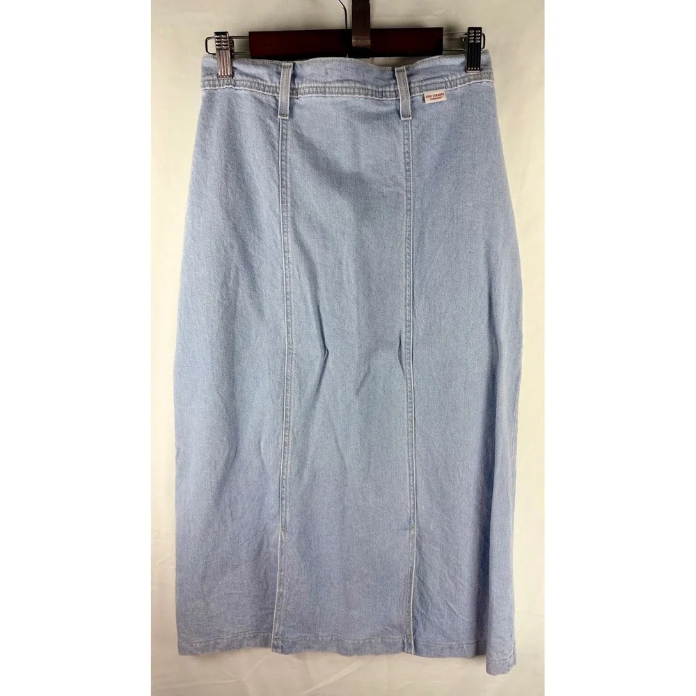 Levi Strauss Signature Womens Light Wash Denim Midi Skirt Blue Size S Seamed - Picture 6 of 8